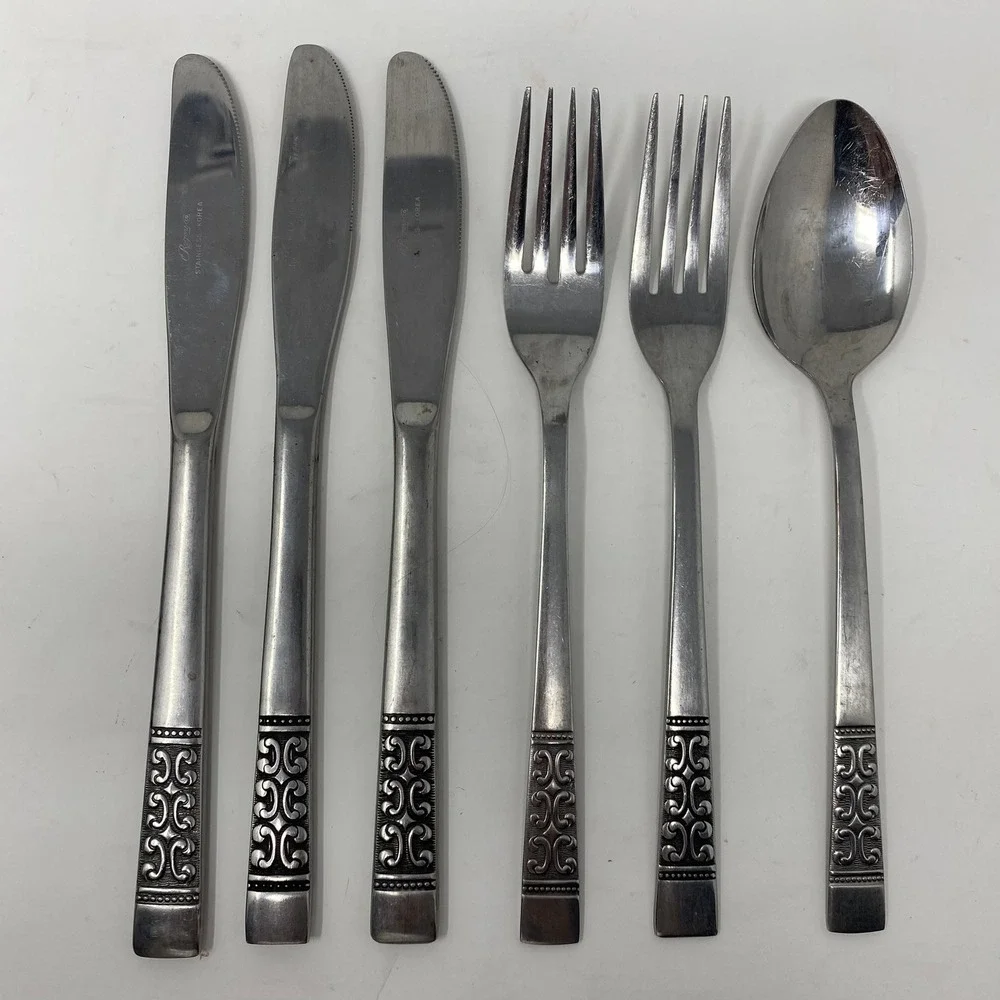 Vtg‎ 70's 6- Rogers Co Casa Vista Stainless Flatware MCM Korea Stanley Roberts